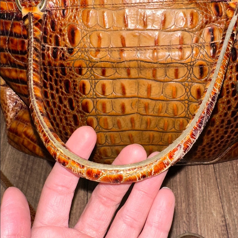Brahmin Croc-Embossed Satchel Pecan - Picture 4 of 16
